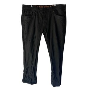 Rock Revival Jeans "Steven"‎ Jet Black Leather Inserts Straight Sz 40